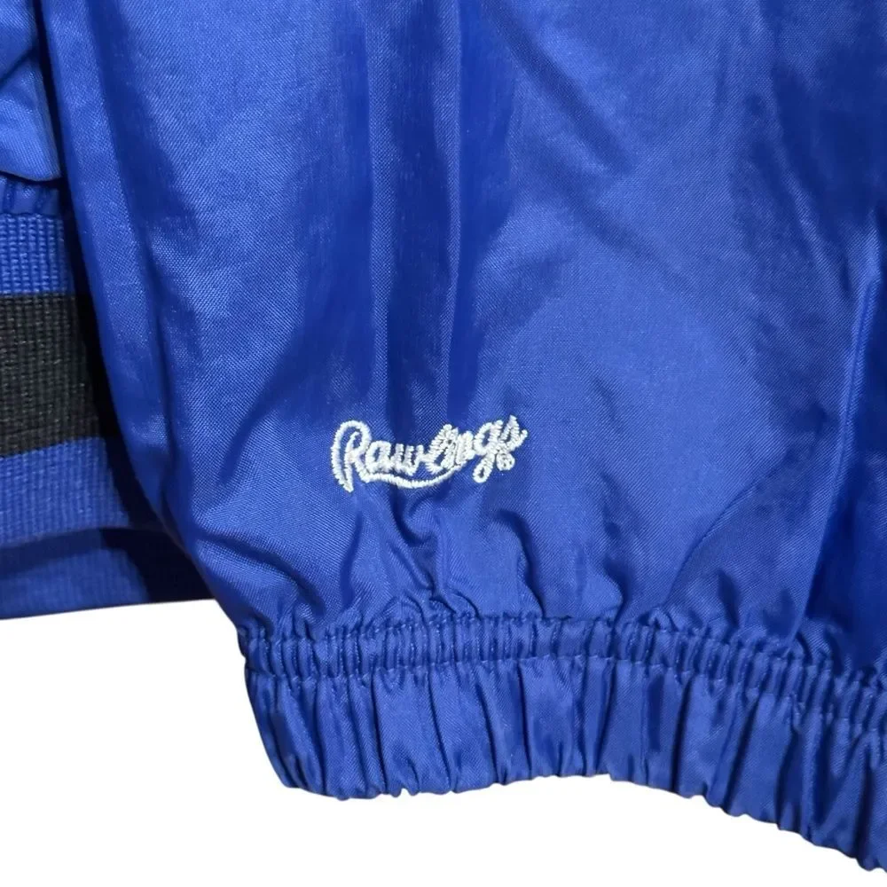 VINTAGE Rawlings Blue V-Neck Pullover with Cracker Jack Logo Patch Size XL